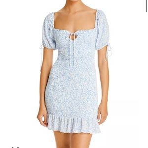 Lost + Wander Ruched Blue Mini Dress